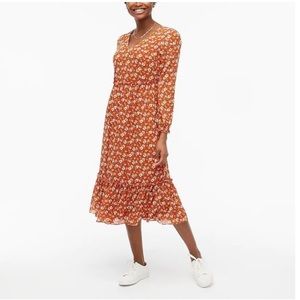 J Crew crinkle midi flounce dress